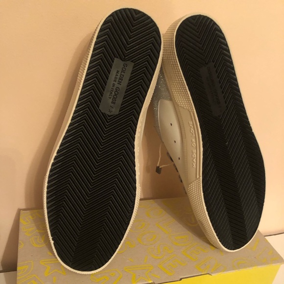 GOLDEN GOOSE May Superstar Silver Glitter Leather Sneakers BRAND NEW - Picture 14 of 15